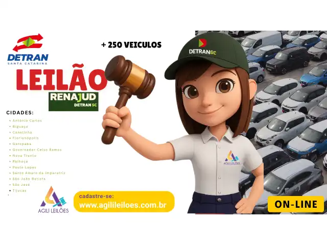LEILÃO DETRAN/SC RENAJUD  CONSERVADOS  E SUCATAS (servíveis e inservíveis)