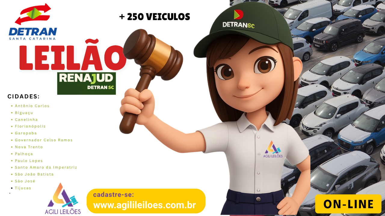 LEILÃO DETRAN/SC RENAJUD  CONSERVADOS  E SUCATAS (servíveis e inservíveis)